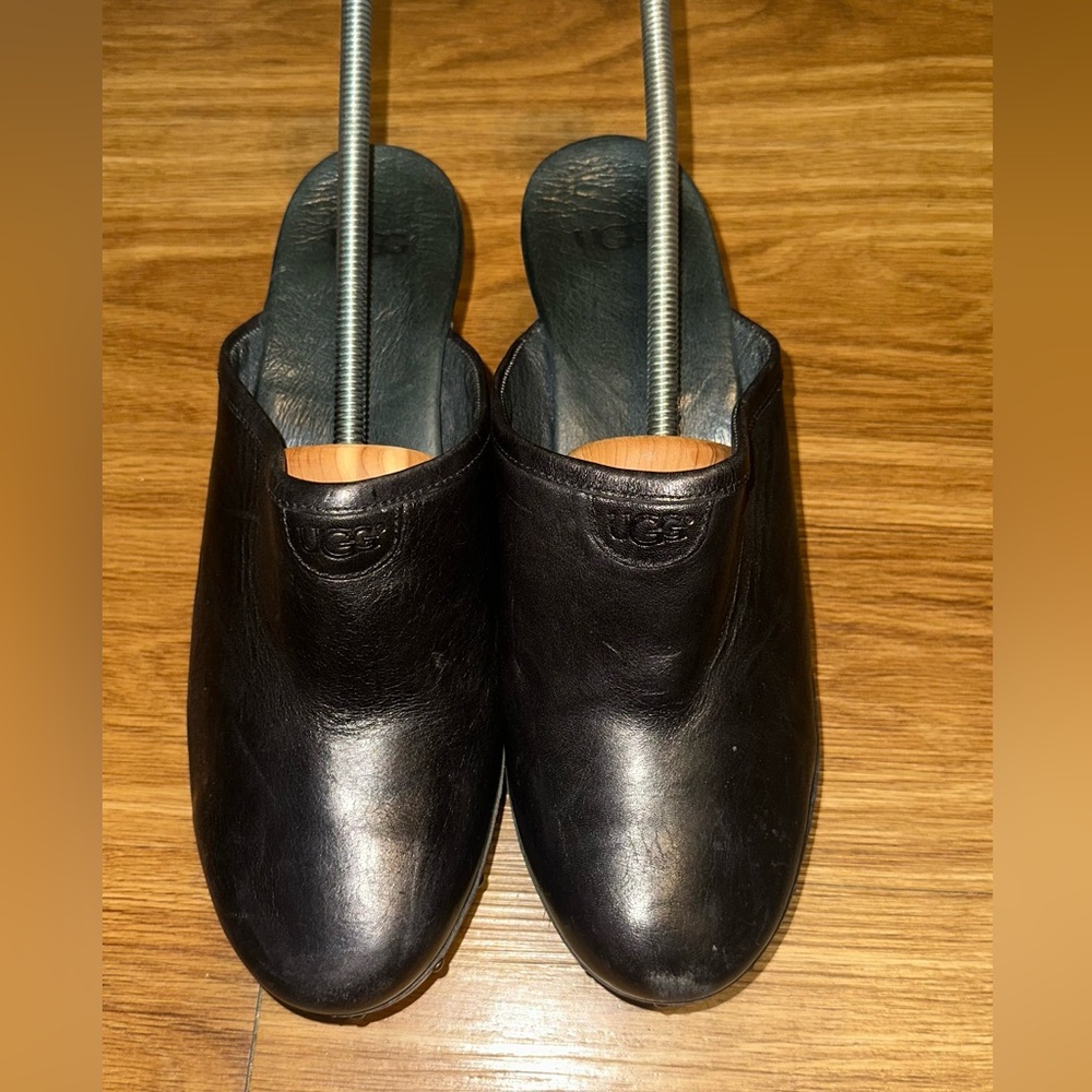 UGG Black Leather Mules